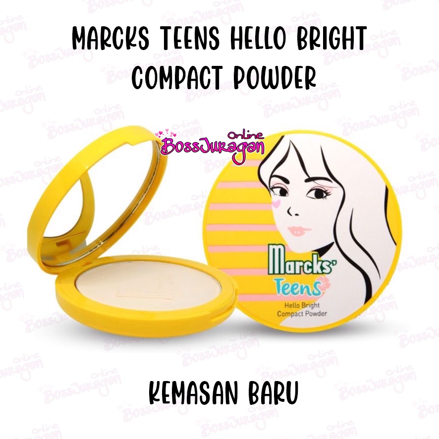 (BOSS) MARCKS TEENS HELLO BRIGHT COMPACT POWDER - Bedak Padat Marcks (Kemasan Baru)