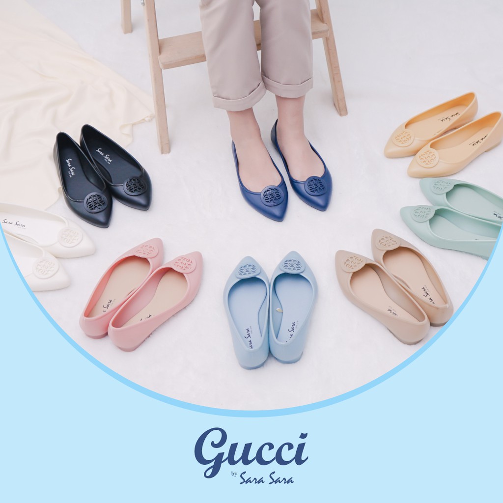 Sara Sara Gucci Flat shoes jelly sepatu jelly wanita kekinian sepatu jelly kerja