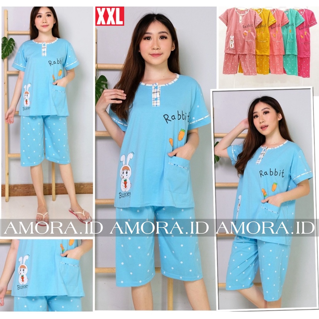 3/4 TESSA SIZE JUMBO BAJU TIDUR KULOT / ONESET PIYAMA WANITA DEWASA CELANA PENDEK  STELAN PIYAMA TESSA