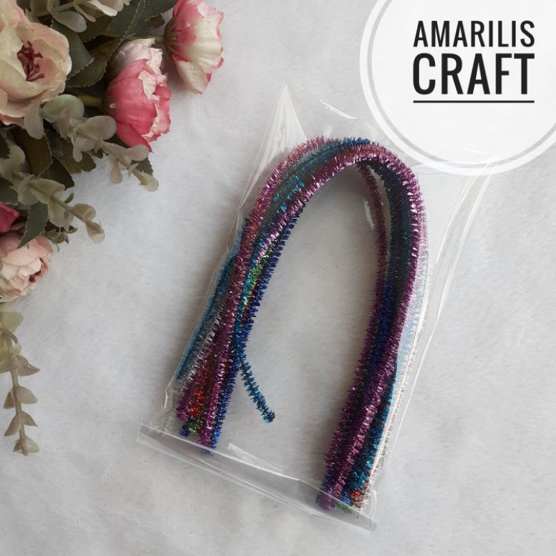 [10Helai] Bulu Mersi Pipe Cleaner Metalik Mix Warna