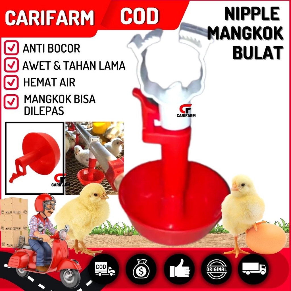 Nipel mangkok bulat Alat Minum Puyuh Ayam Pedaging Broiler Petelur DOC DOD DOQ
