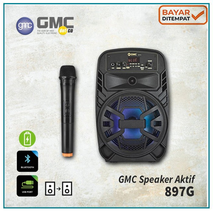 Speaker GMC 897G Speaker 8 Inch Bluetooth Free Mic Wireless