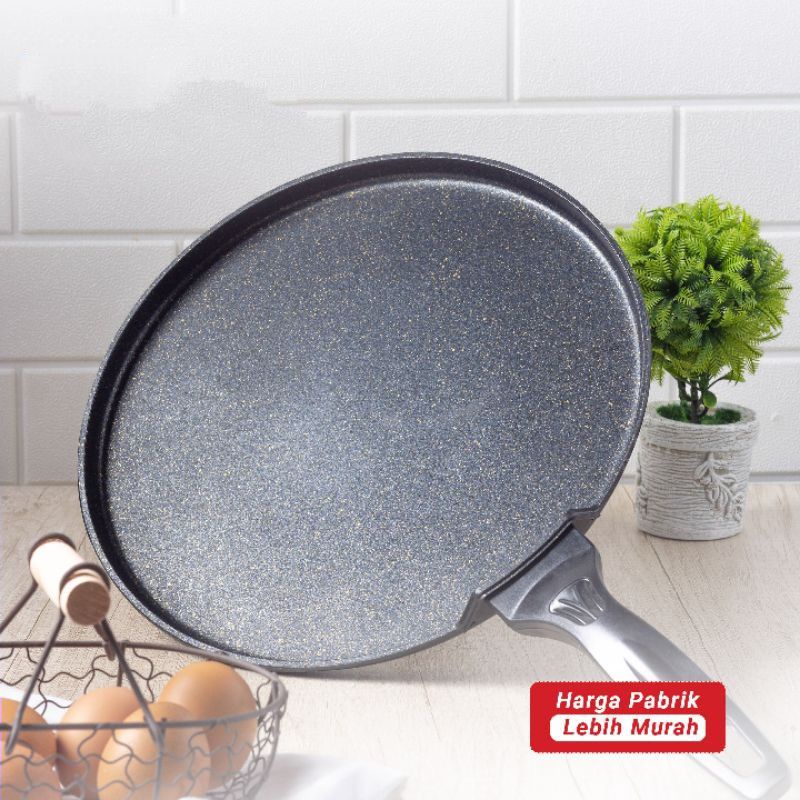 Teflon Anti Lengket Martabak Datar Pizza Pan Wajan Marble