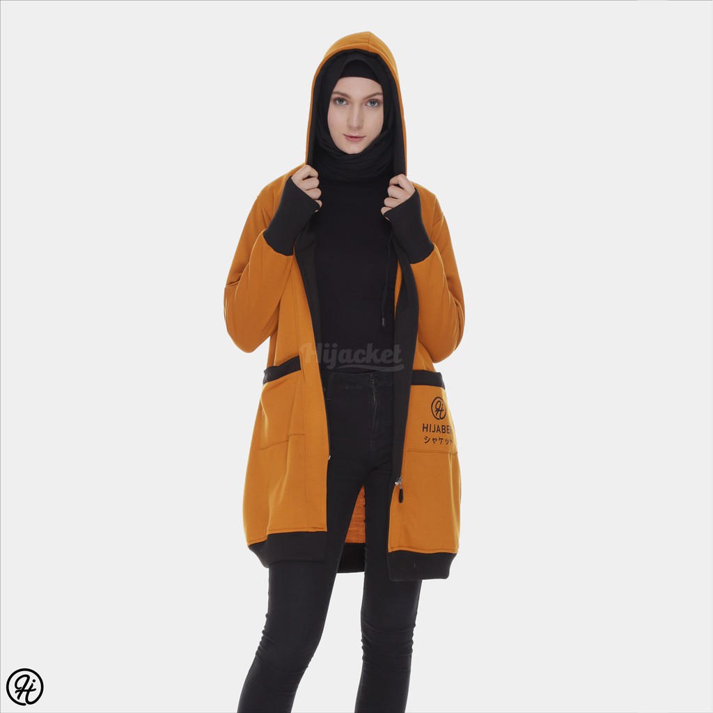 jaket wanita | Hijacket yukata casual size L-XL-XXL warna kuning | BAHAN FLEECE SOFT TOUCH-3