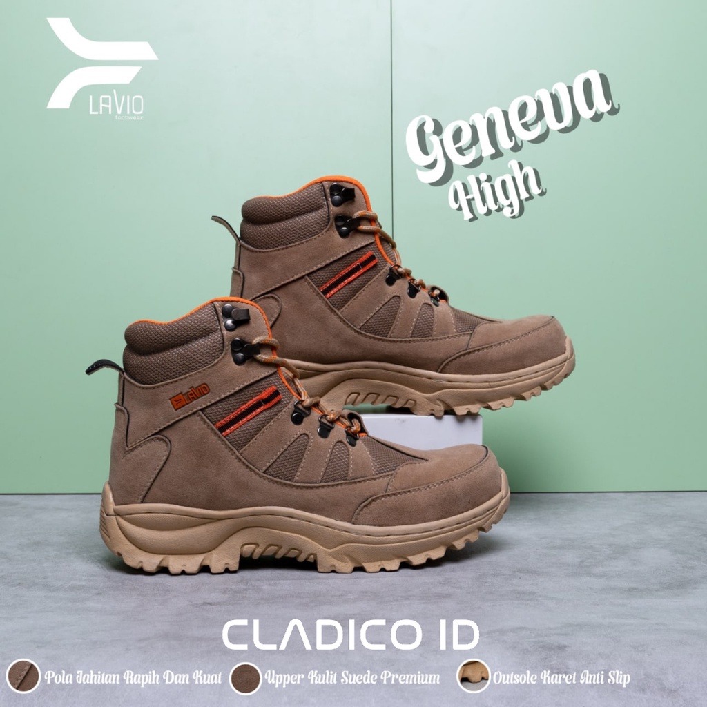 LAVIO Sepatu Safety Boot Tinggi Geneva High Premium Quality Ujung Besi Kerja Lapangan Proyek Outdoor Mendaki Gunung Haiking Sefty Shoes Cowok Outdoor Tracking