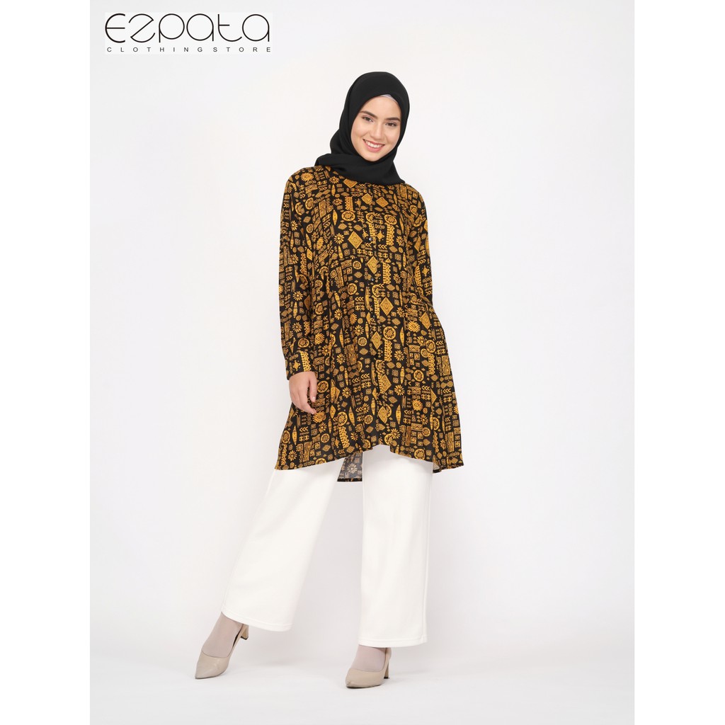 Ezpata Atasan Tunik Kemeja Rayon Wanita Lengan Panjang Kancing Aktif Busui Wudhu Friendly Bahan Premium Harga Murah