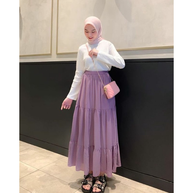 ROK CERUTI PREMIUM ORI / Rok Susun Maxi Skirt Rok Bangkok Skirt Rok Umpak Rok Ceruty Rok Panjang-ROK CERUTY lilac