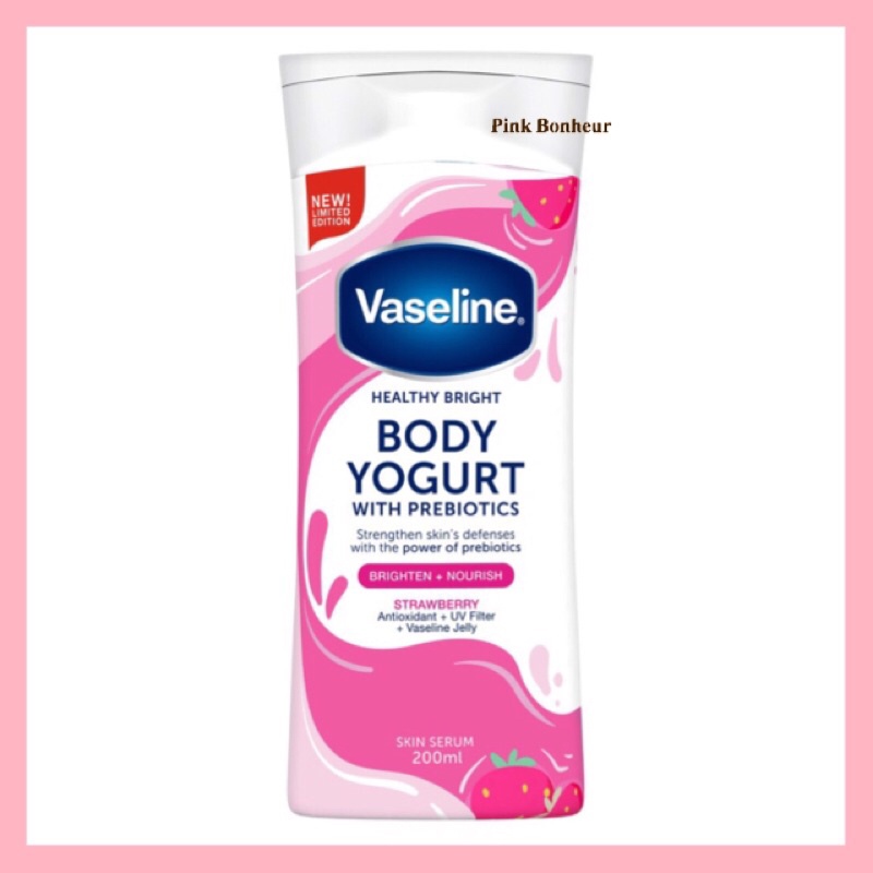 Vaseline Strawberry Body Lotion Yoghurt Prebiotics 200ml Original Hand Yogurt Losion Pelembab 200 ml