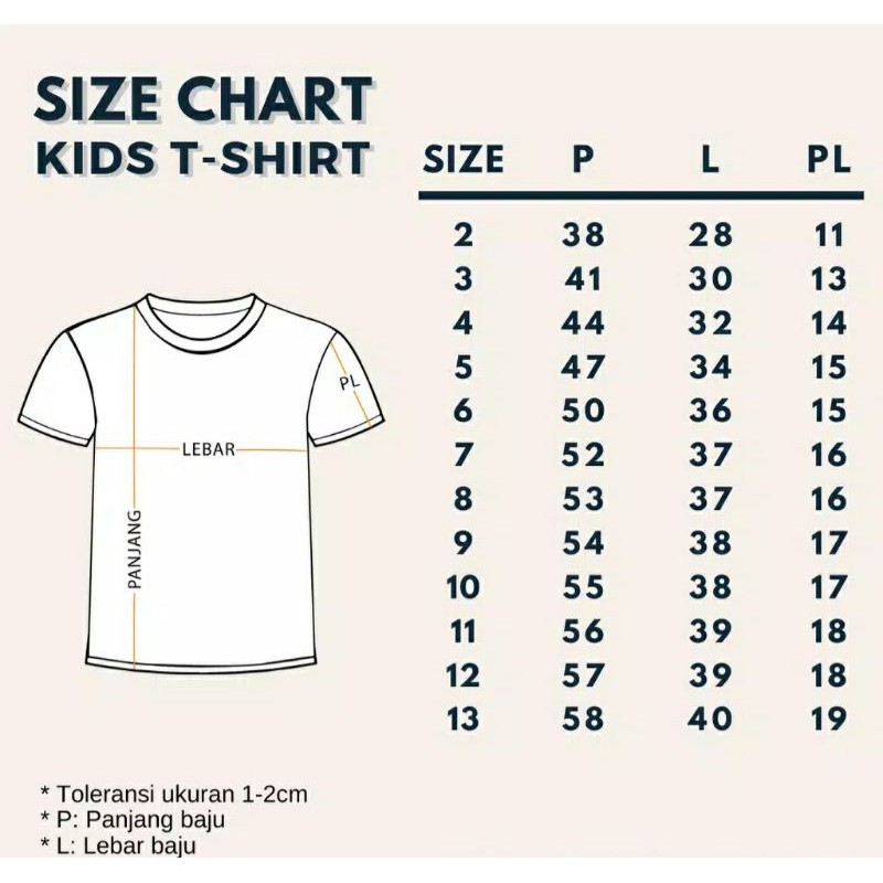 Kaos Anak Laki Laki Perempuan Usia 2-13 Tahun