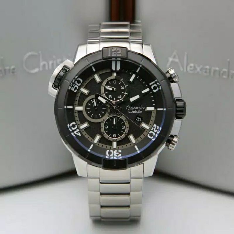 jam tangan alexandre christie ac6554 rantai cowok/pria original