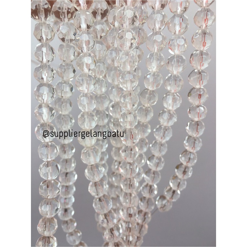 kristal bola dunia cutting 8mm PUTIH quartz kuarsa ceko bulat beads aksesoris craft fashion grosir