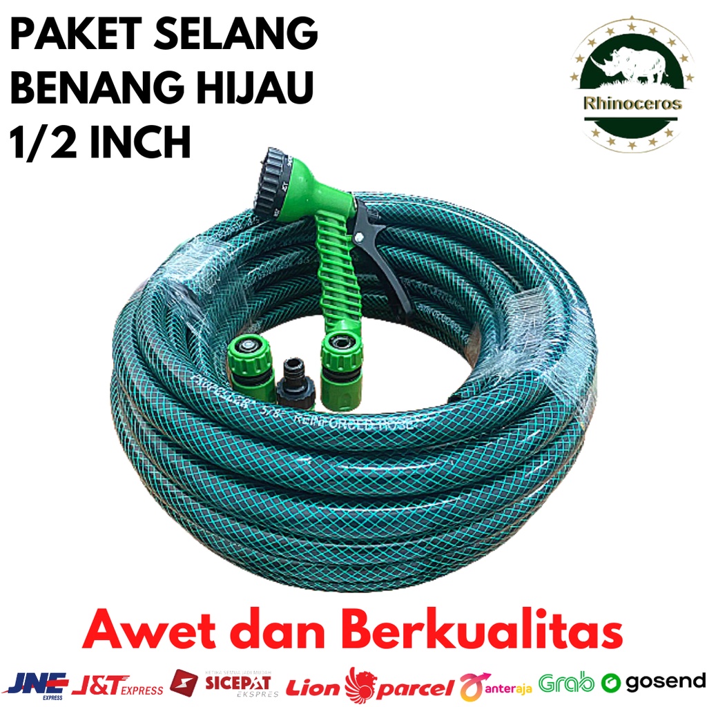 Paket Selang Benang Hijau 1/2Inch Hose Variasi 5m 10m 15m 20m 25 Meter