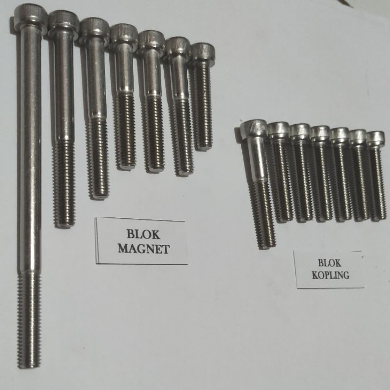 Baut Blok Magnet &amp; Blok Kopling F1zr Full Stainless Kunci L