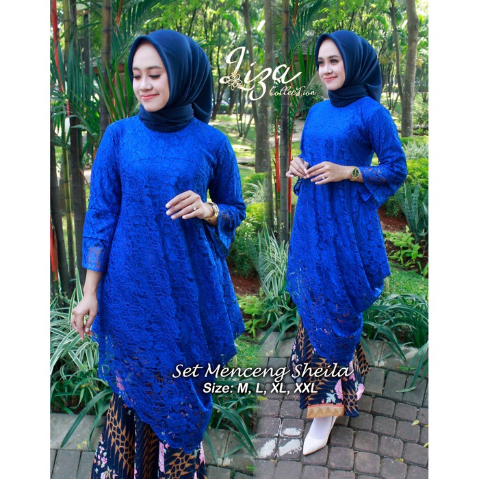 fashion wanita kebaya brokat tunik menceng sheila