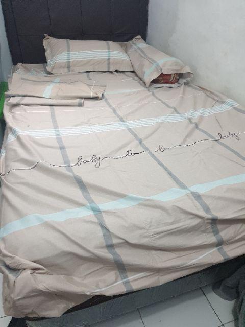 Homemade Sprei Single 120x200 Tinggi 30cm Katun Jepang Impor Motif Minimalis Murah Merk Fria