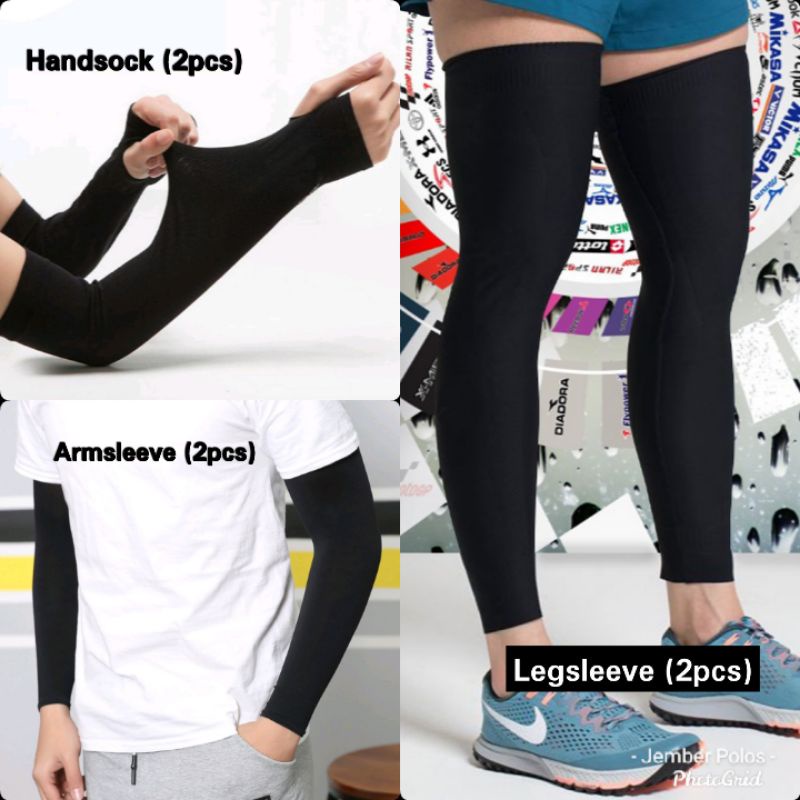 Stocking hitam isi 2pcs sarung tangan olahraga manset tangan muslimah skin deker black two pairs han