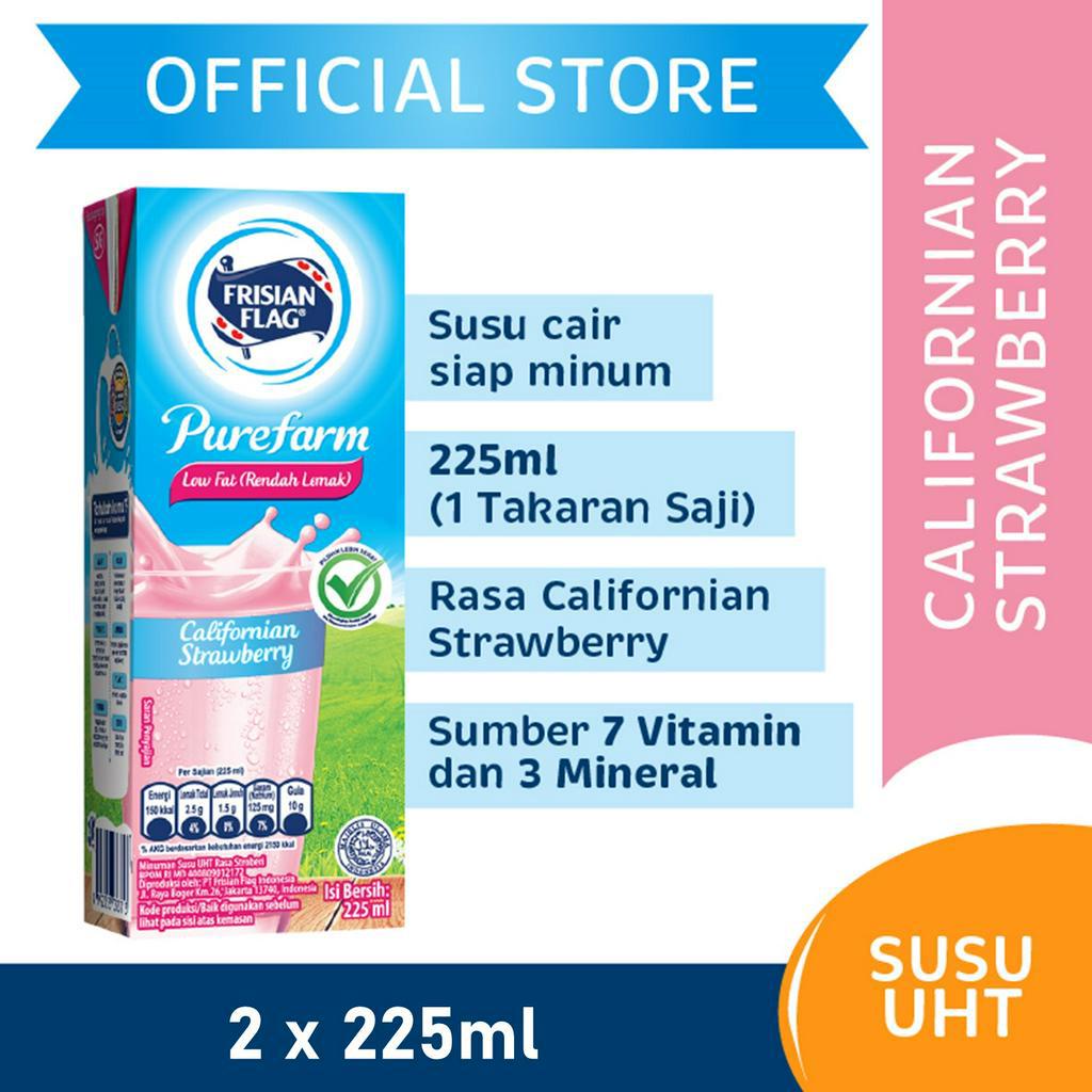 

Frisian Flag Purefarsm Susu UHT Low Fat Strawberry 2 x 225 mL