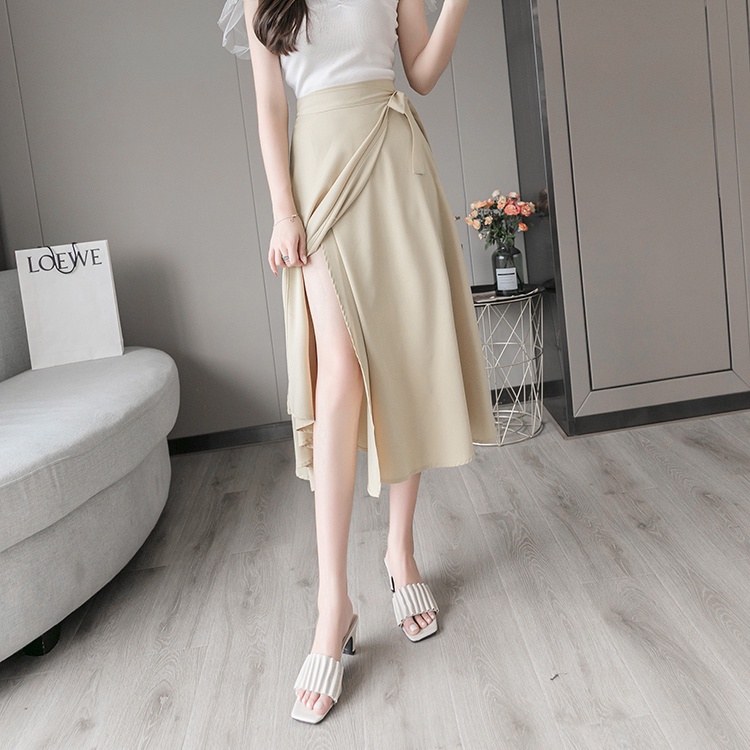 Casual Midi A-line Rok Ribbon Plain Wrap Skirt Rok Panjang Lilit Pita C906