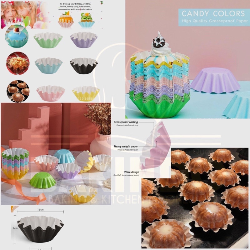 Kingsbakeware Cupcake Case Wave 50pcs Muffin Paper Cup