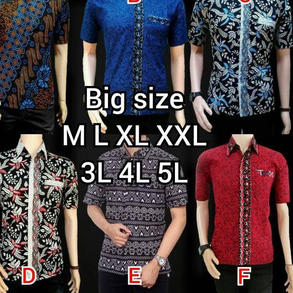 <77> New Arrival Silvia Batik12 Jumbo Hrb026 Kenongo Baju Batik Pria Pendek Pekalongan Padi M L Xl