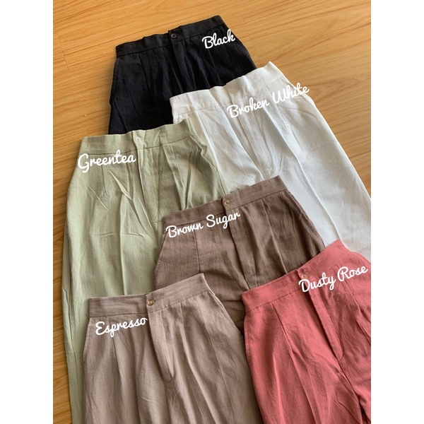 Highwaist Kulot Linen Premium Laura Slim Kulot Highwaist / Kulot Linen SEOUL / CELANA KULOT LINEN KANCING 1 ( SATU ) . BAHAN TEBAL SERAT TIDAK NERAWANG BISA COD ( BAYAR DI RUMAH )//PGM