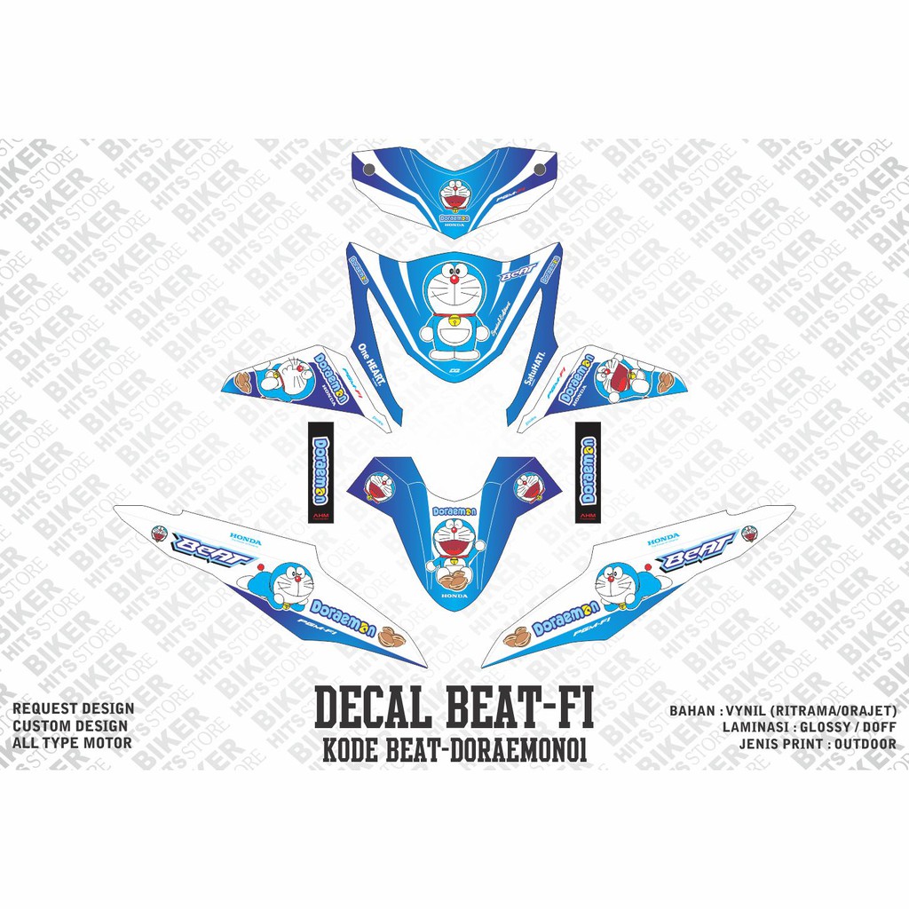 Jual DECAL STIKER VARIASI HONDA BEAT FI INJEKSI DORAEMON PUTIH BIRU Indonesia Shopee Indonesia