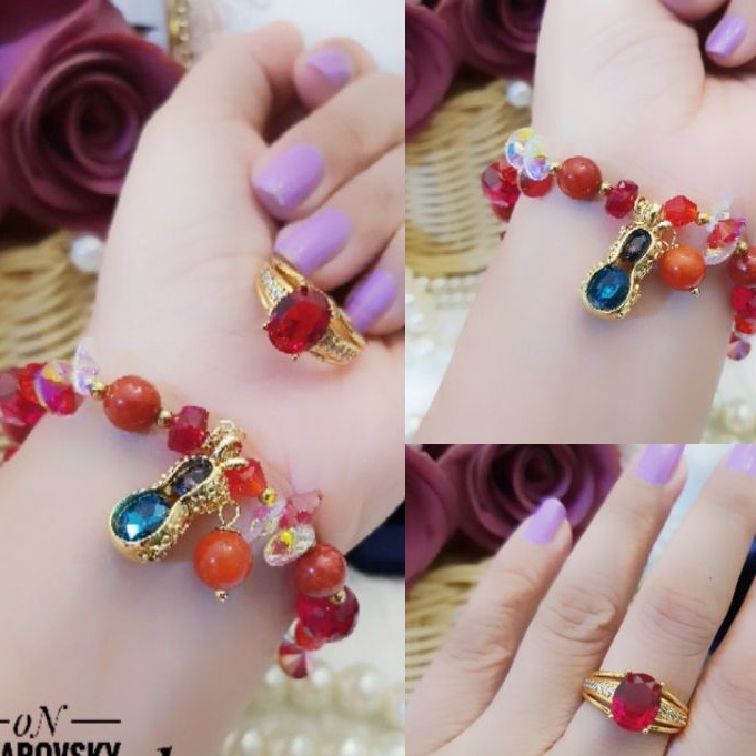 Perhiasan Gelang Swarovsky Merah GC337