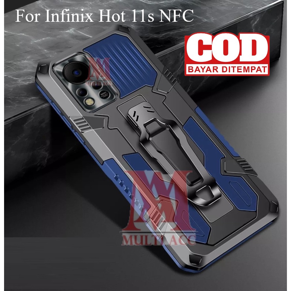 Case Untuk INFINIX HOT 11S NFC Case Standing Back Klip Hard Case Robot Clip Case Rugged Armor Hard