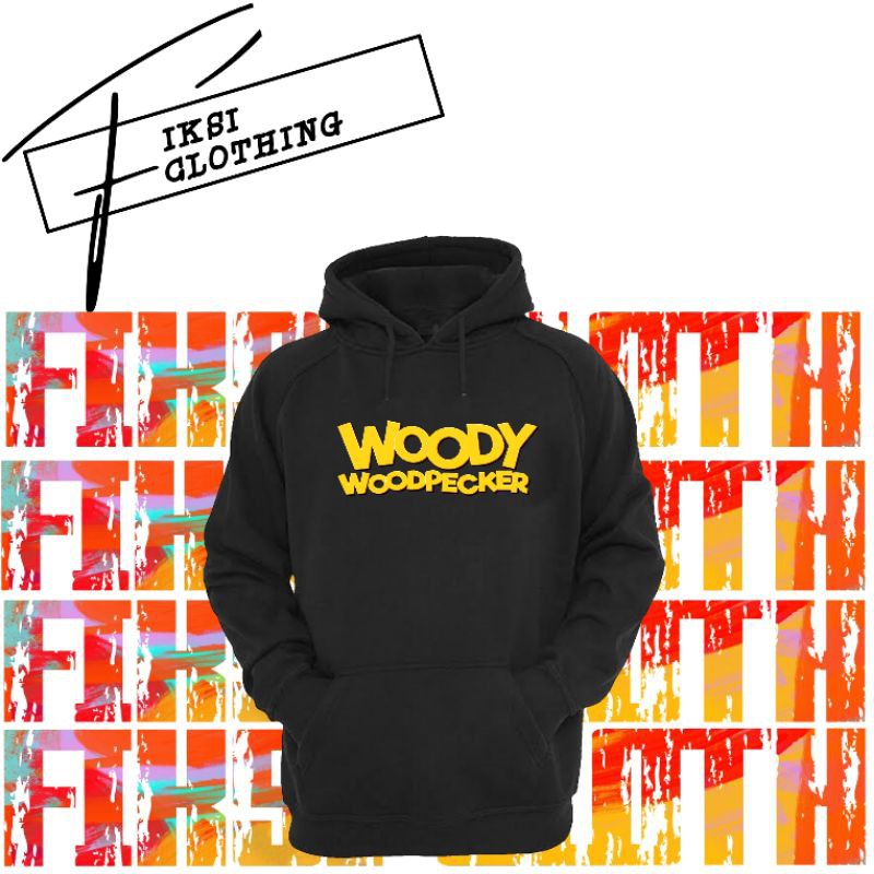 Jaket Sweater Hoodie Woody Woodpecker Script - Fiksi Clothing