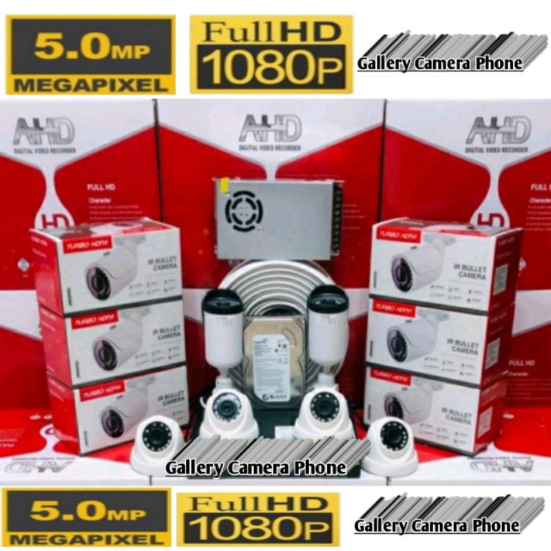 PAKET CCTV 6 CHANNEL 6 KAMERA AHD 1080P 5MP HDD-500GB KOMPLIT