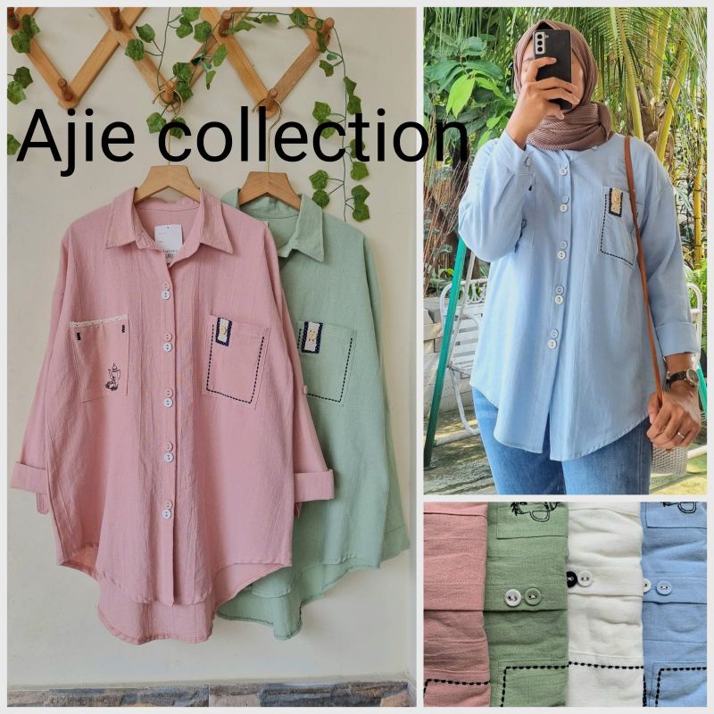 Kemeja Linen Wanita Fera (Ready Biru)