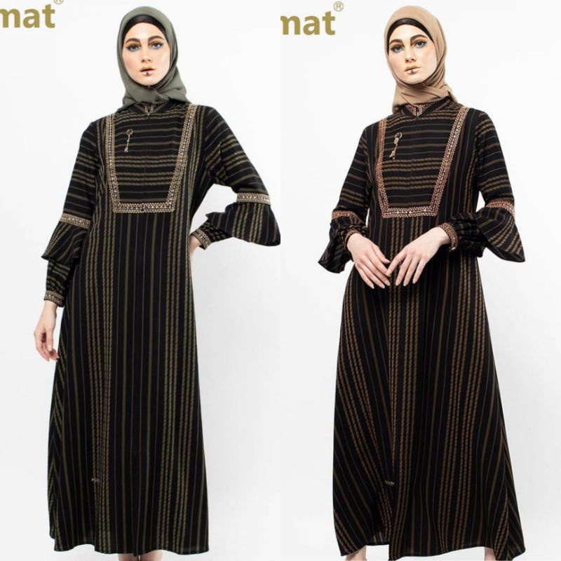 Abaya Hikmat Kode A9466 Colour Green&Brown