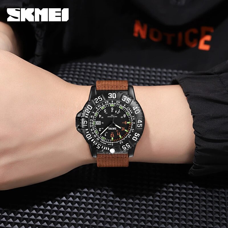 SKMEI 9281 Jam Tangan Pria Analog Luminous Tali Nilon Sport Watch WATCHKITE WKOS