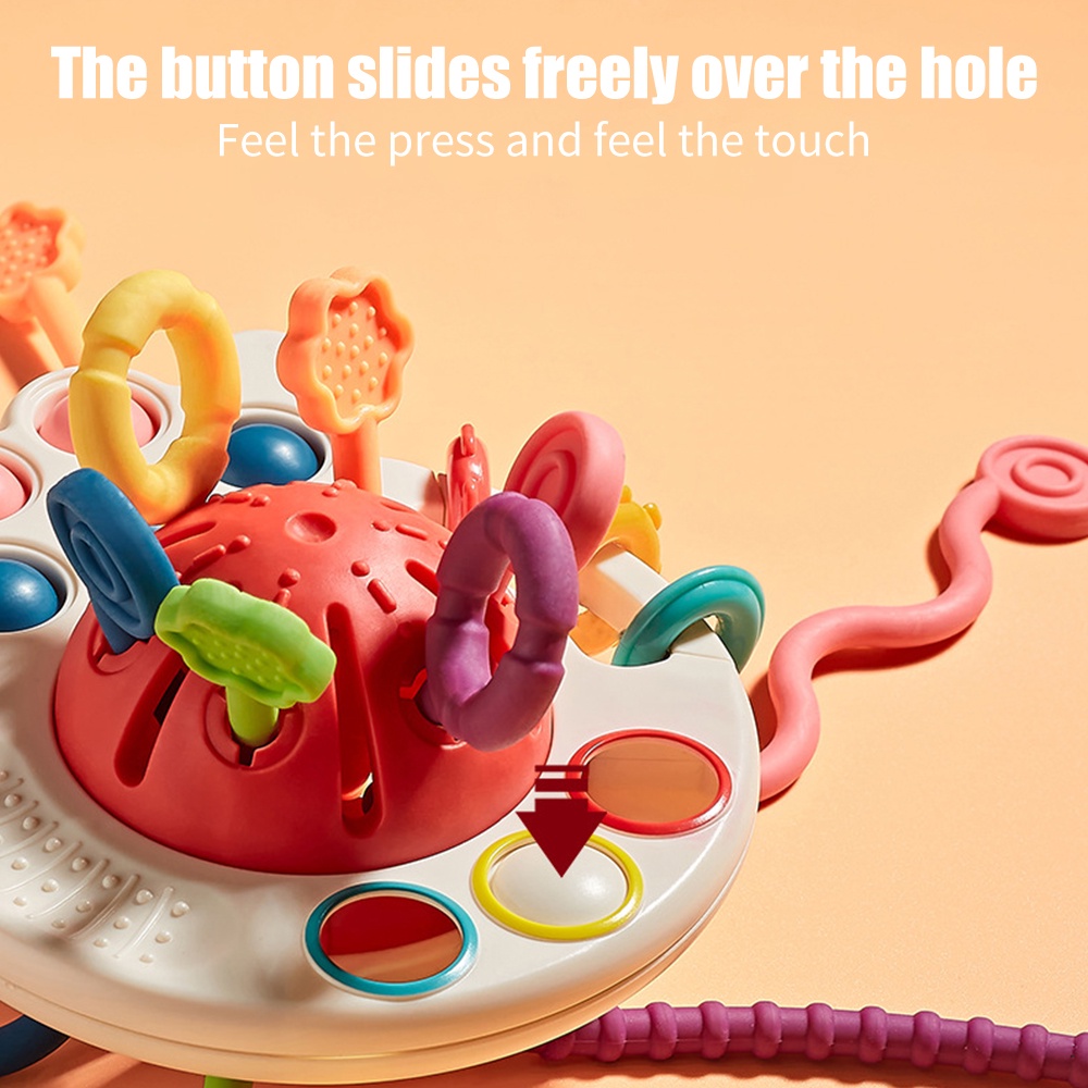 Mainan Teether Bentuk Gurita Bahan Silikon Untuk Melatih Sensorik Bayi