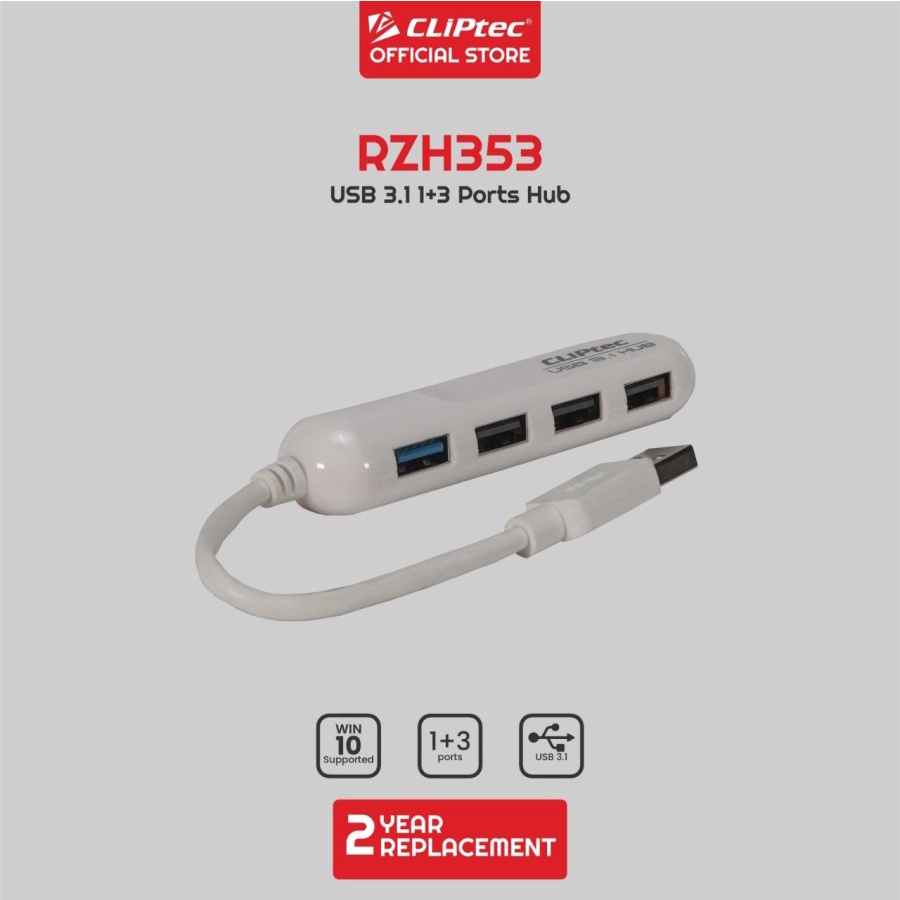 USB HUB 3.1 CLIPtec RZH353 1+3 Ports HUB GARANSI RESMI 2 TAHUN GANTI BARU