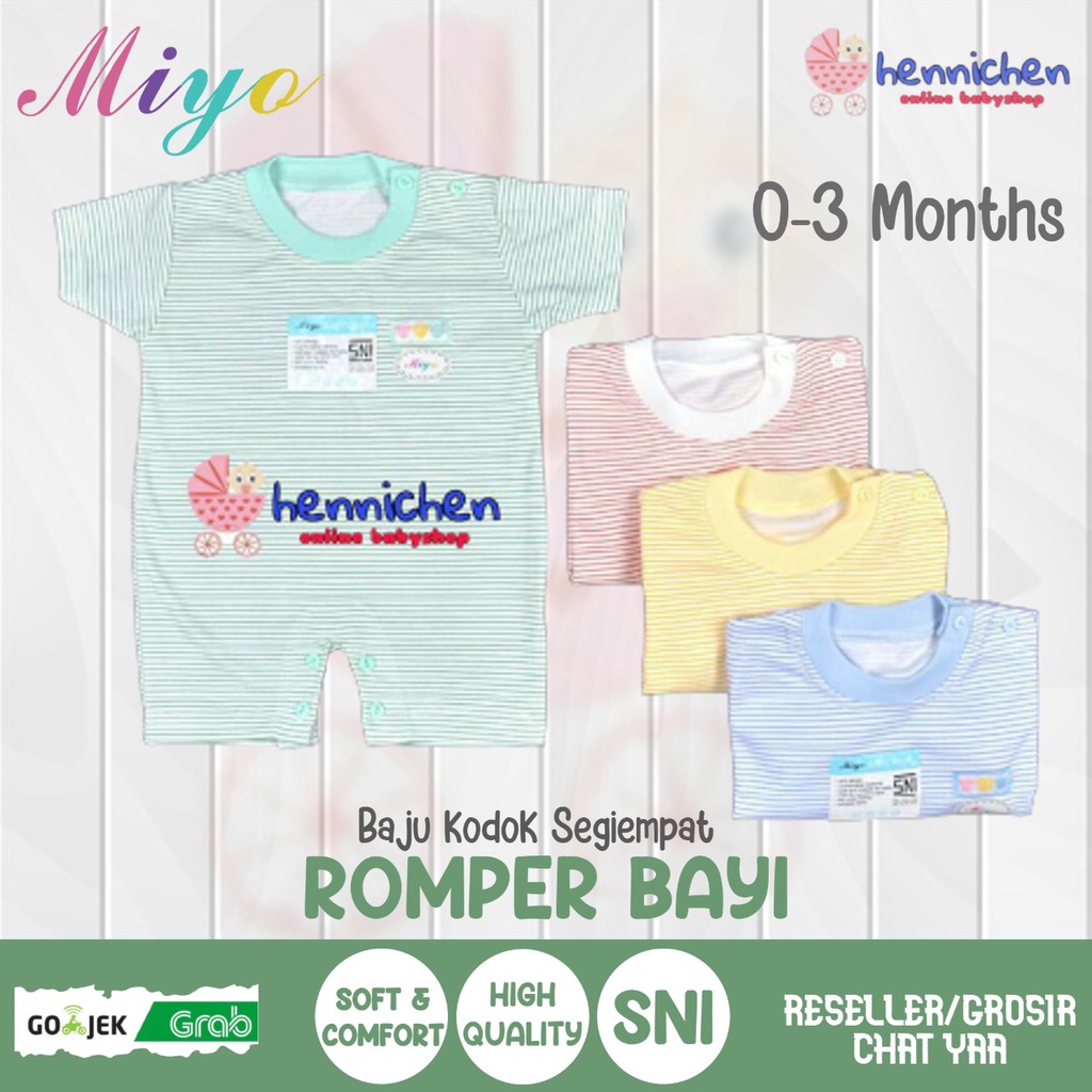 MIYO by libby Baju Kodok Segiempat/Romper Bayi/Baby GARIS Newborn (0-3M)