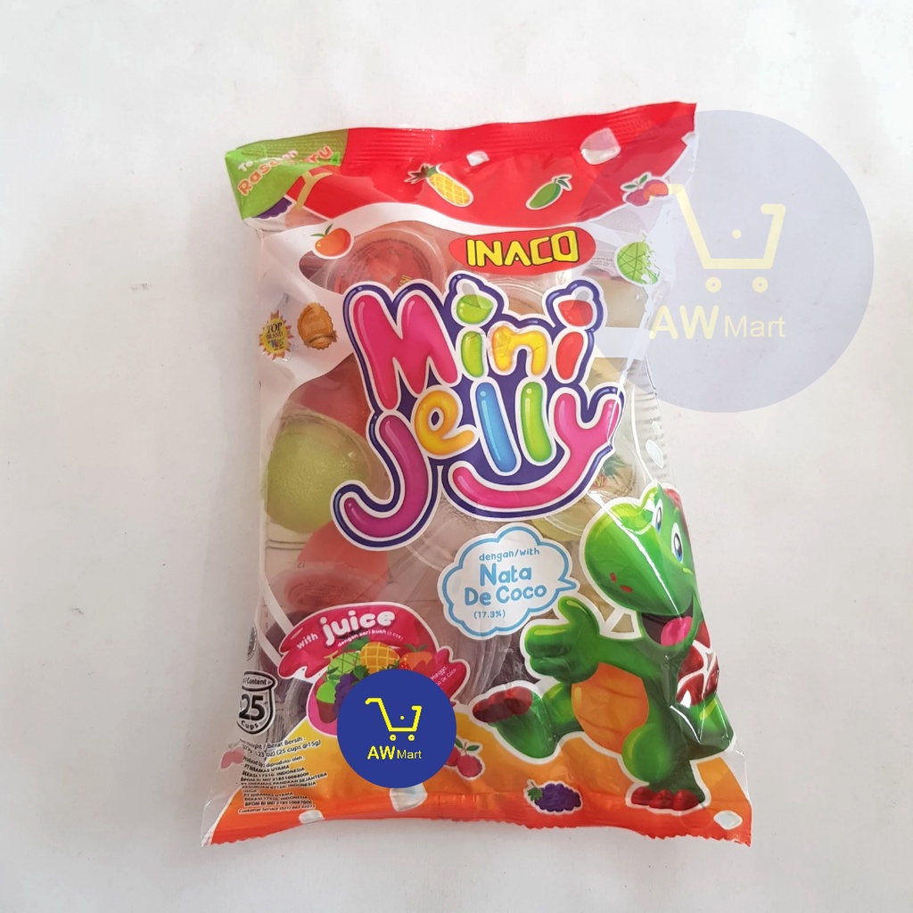 INACO MINI JELLY ISI 5, 15, 25 DENGAN NATA DE COCO DAN SARI BUAH 75GR, 225GR, 375GR