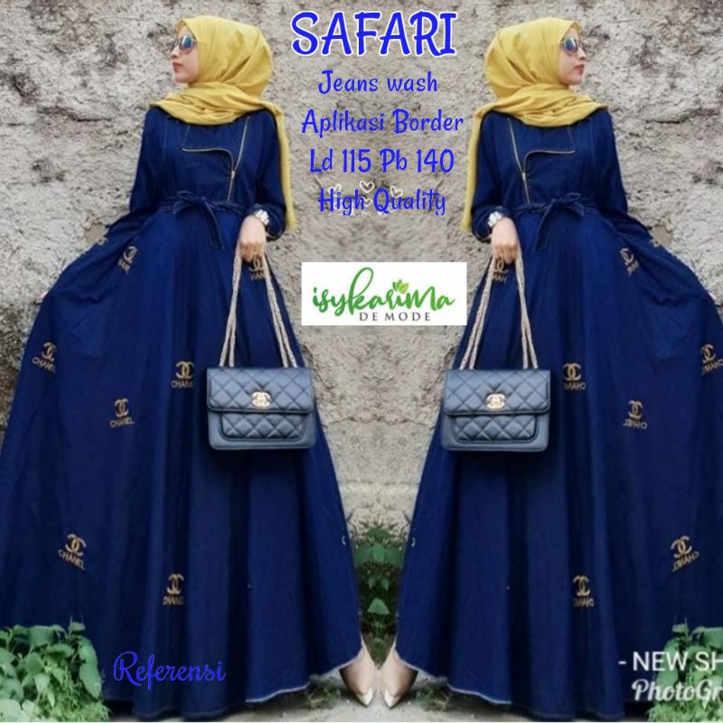 safari gamis jeans wash modern. dress muslim gamis by isykarima