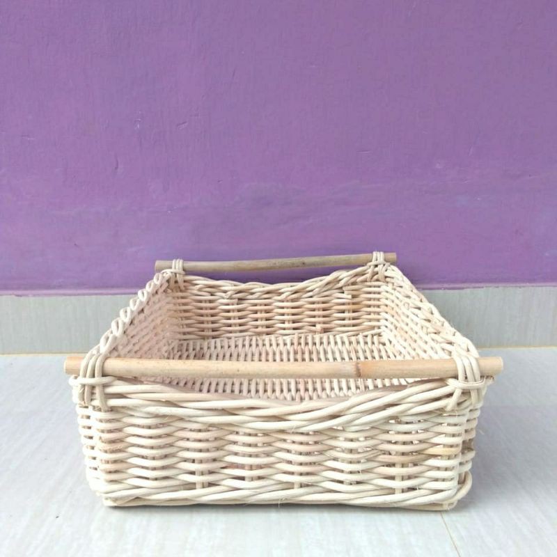 Keranjang rotan persegi panjang handle parcel / parcel 34x27x11 cm