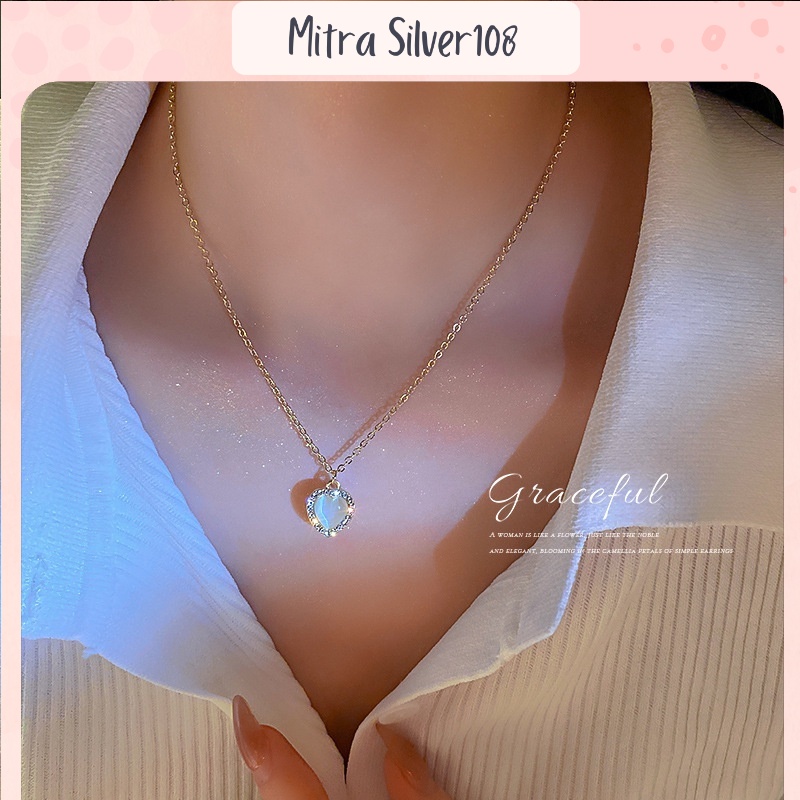 [MS108] NL 11 - Kalung liontin mutiara love necklace import murah korea jepang alloy