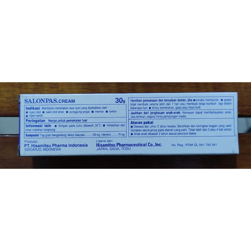 SalonPas Cream 30 Gram / Meredakan nyeri otot / Sendi / Memar / Sakit Pinggang