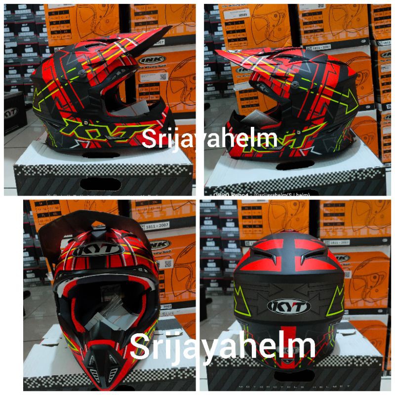 HELM KYT CROSS JUMSHOT #2 BLACK MATT/RED FLUO HELM TRAIL KYT JUMSHOOT