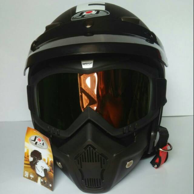 HELM JPN MOMO PET PENDEK GOOGLE MASK KACA GOLD
