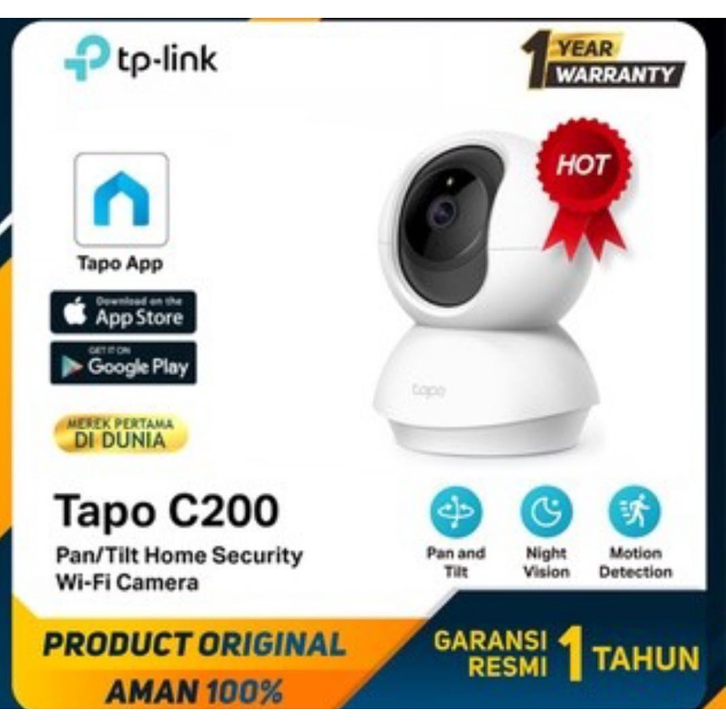 TP-LINK Tapo C200 HD 2MP Pan/Tilt Home Security CCTV Wifi IP Camera