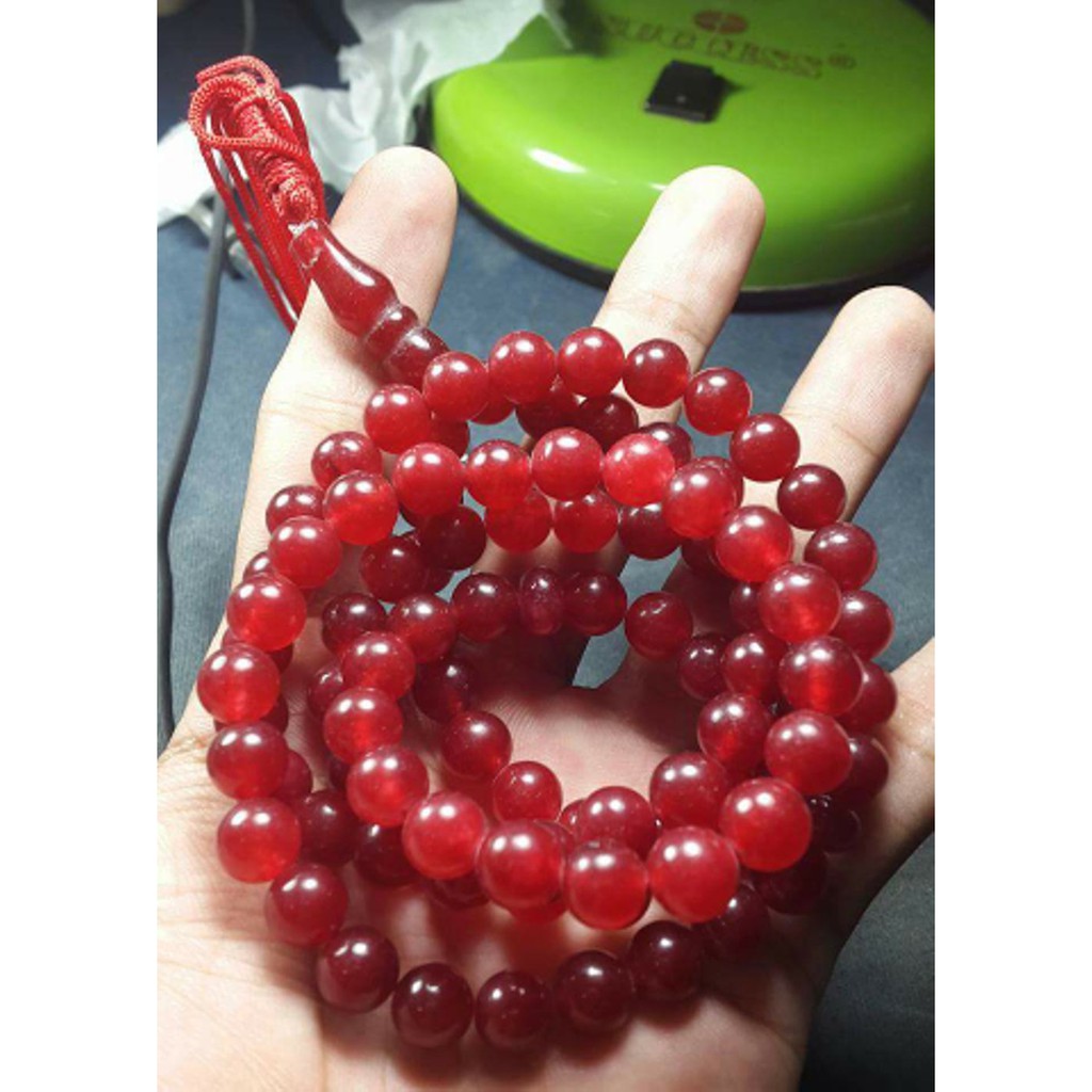 DISKON Tasbih Batu Akik Yaman Merah Darah