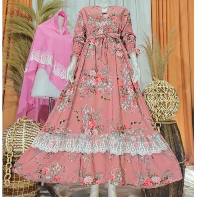 Set Hijab Gamis  WanitaSyari Monalisa Sakura Bangkok//Set Hijab//Set Monalisa//Baju Gamis Bangkok