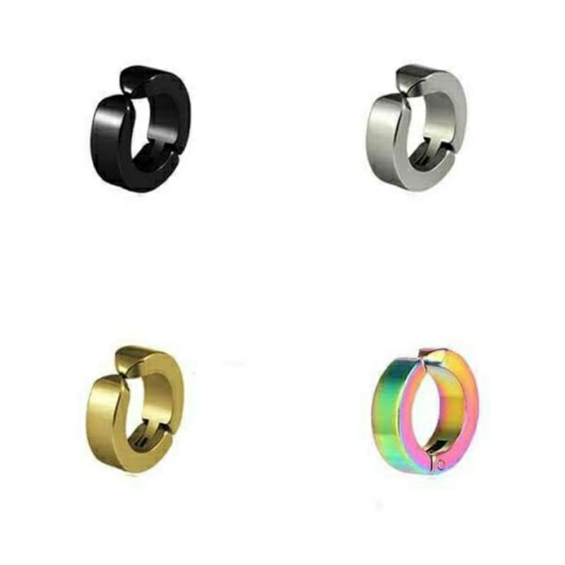 ANTING JEPIT PRIA PELANGI HITAM PERAK EMAS