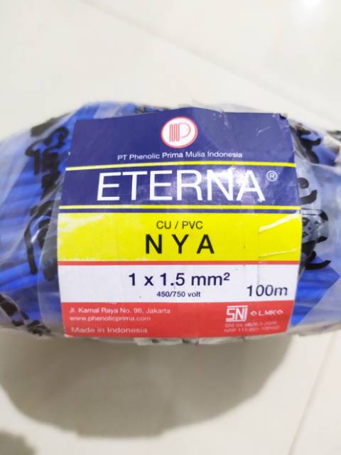 Kabel Eterna NYA 1x1.5 / eterna kawat tunggal 1.5mm / eterna 1x1,5