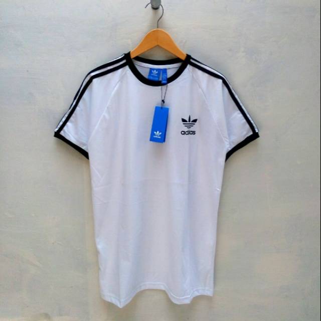  Kaos  Adidas  California Putih Strip 3 Premium Mirror 