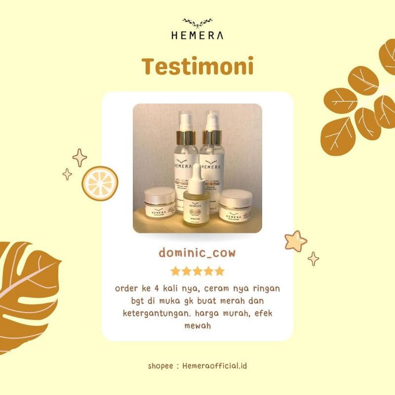 HEMERA 5 IN 1 ANTI AGING 10X LEBIH EFEKTIF MENYAMARKAN KERUTAN - BPOM AMAN UNTUK IBU HAMIL | TONER | FACIAL WASH | SERUM | DAY &amp; NIGHT CREAM